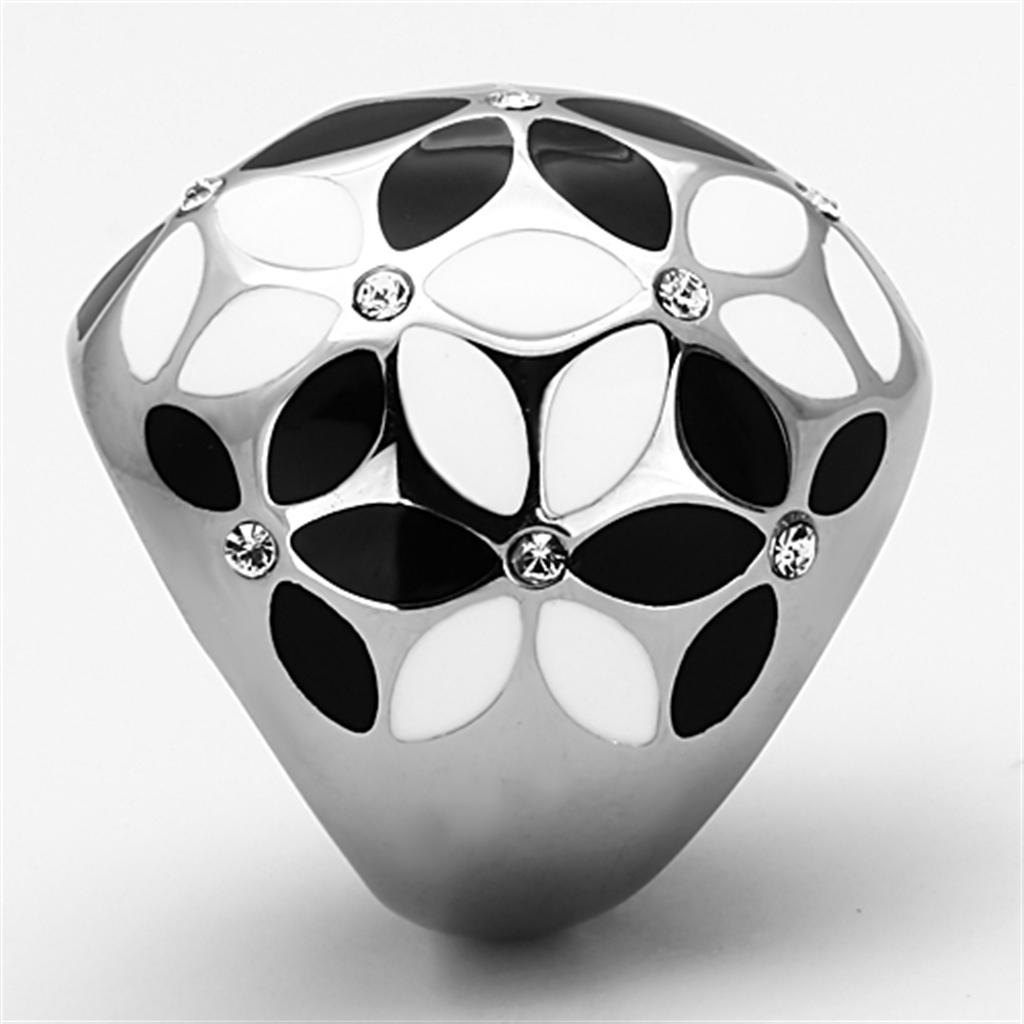 MATK1210 - High polished (no plating) Stainless Steel Ring with Top Grade Crystal  in Clear