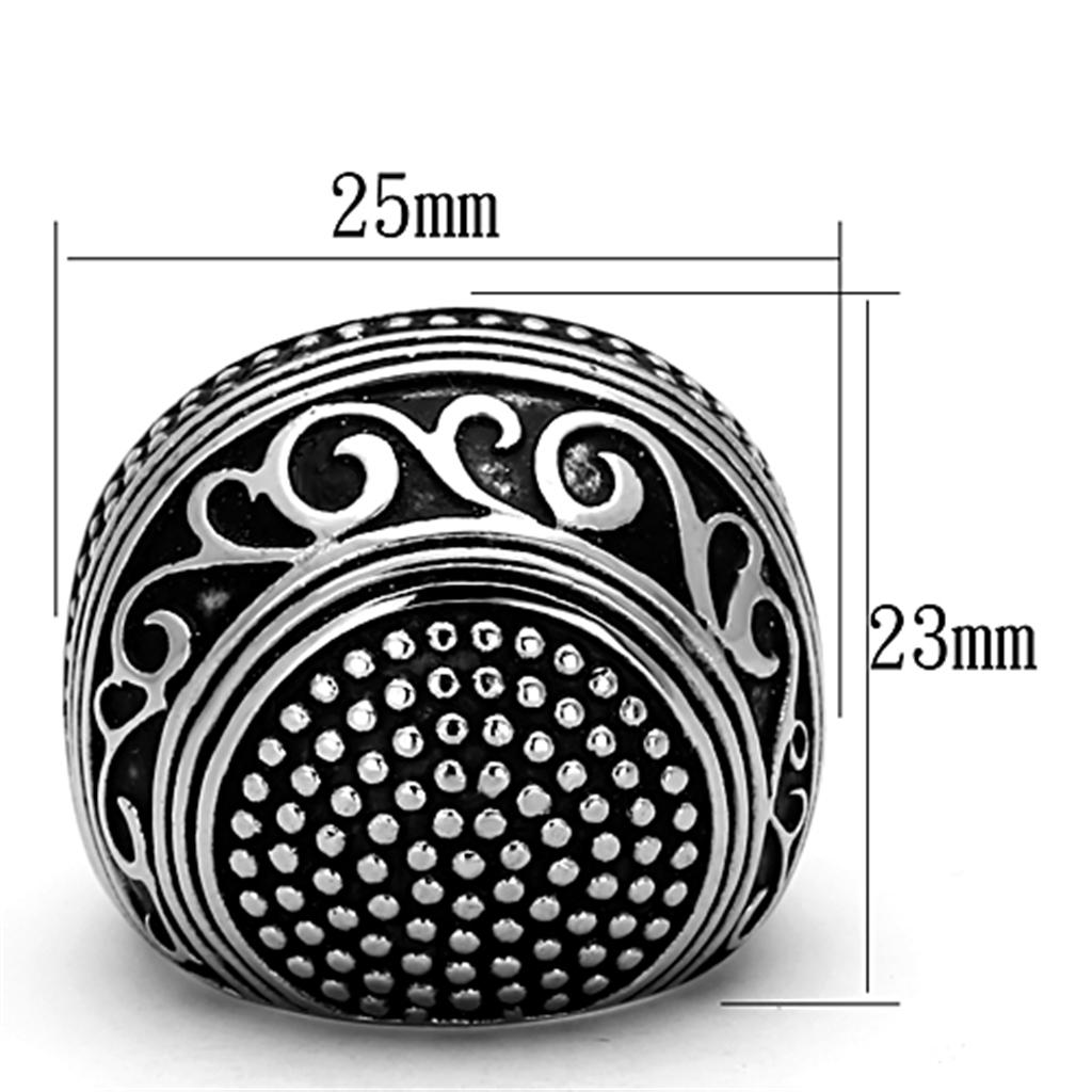 MATK1212 - High polished (no plating) Stainless Steel Ring with Epoxy  in Jet