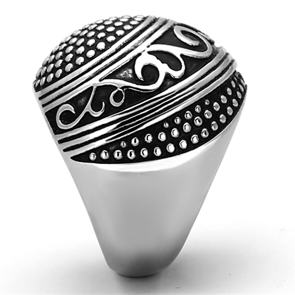 MATK1212 - High polished (no plating) Stainless Steel Ring with Epoxy  in Jet