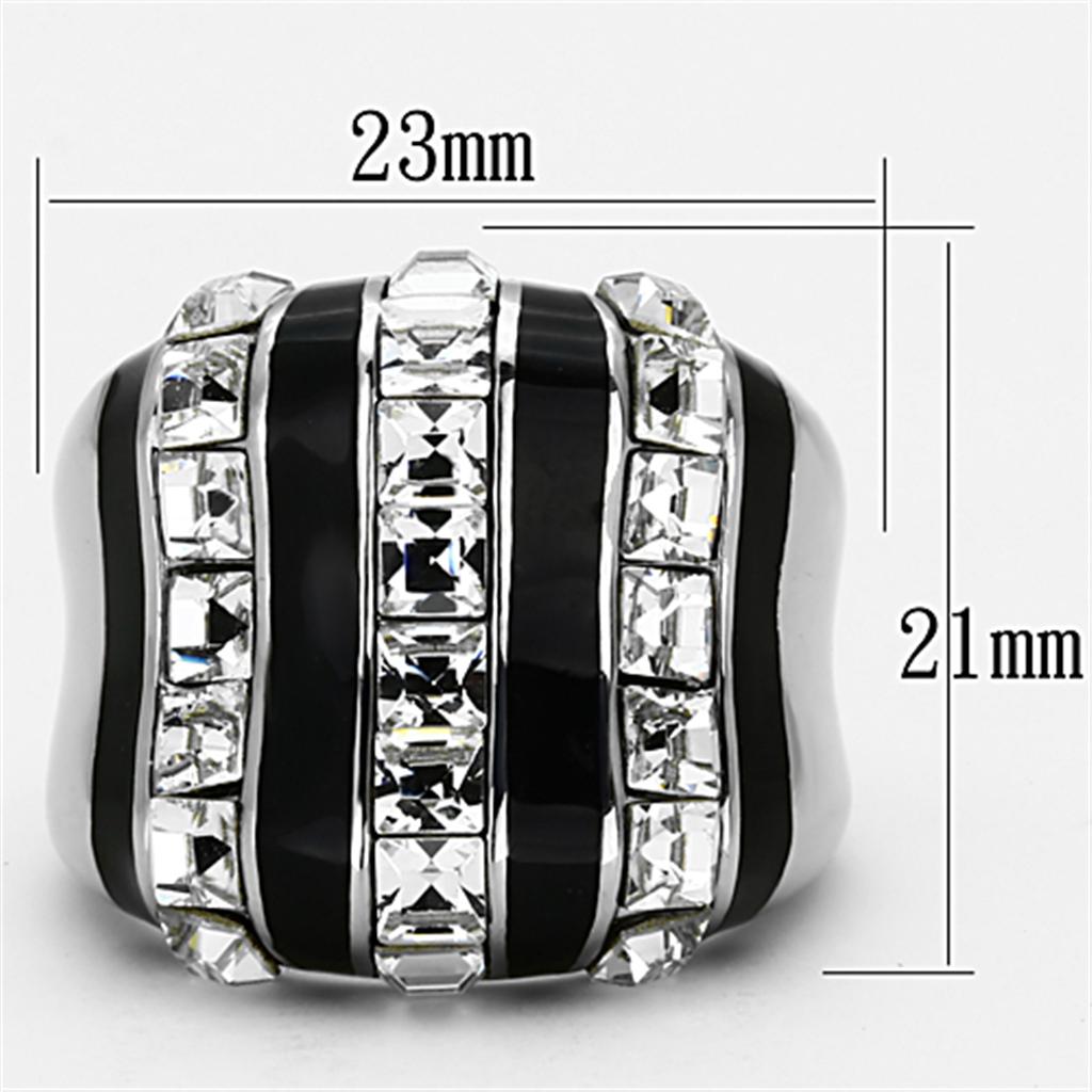 MATK1213 - High polished (no plating) Stainless Steel Ring with Top Grade Crystal  in Clear