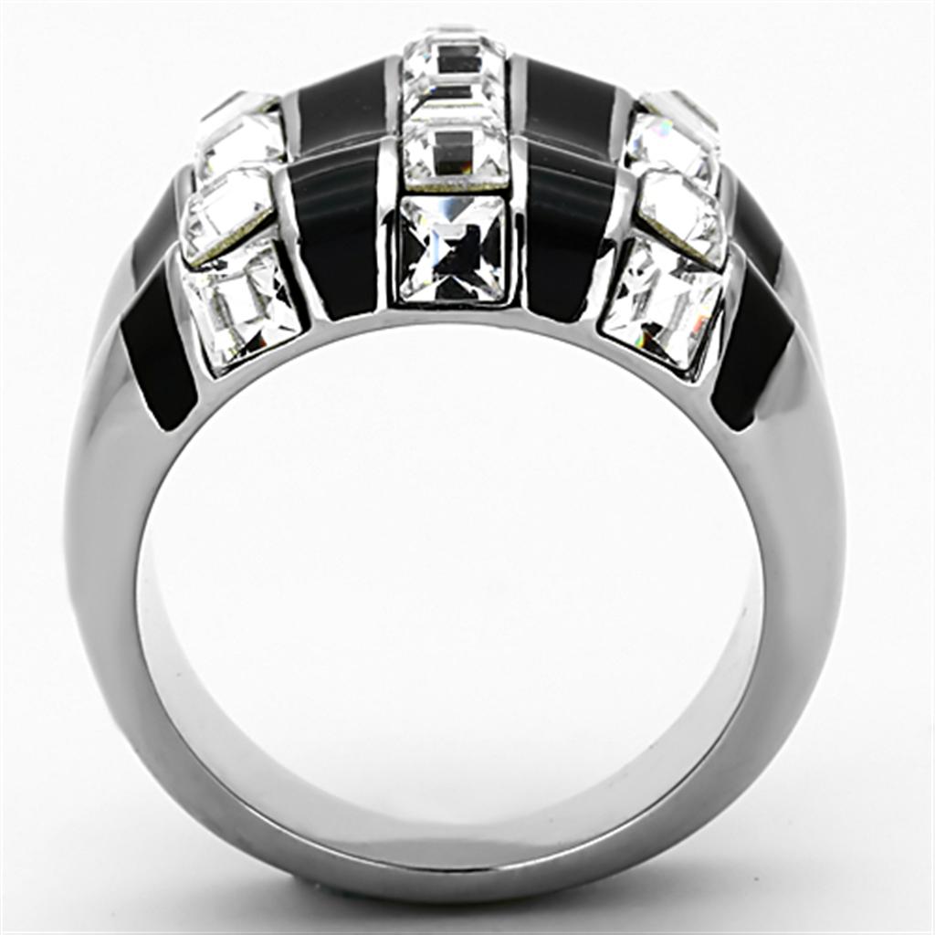 MATK1213 - High polished (no plating) Stainless Steel Ring with Top Grade Crystal  in Clear