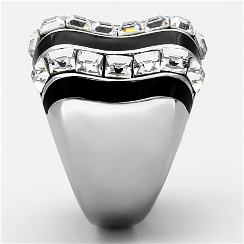 MATK1213 - High polished (no plating) Stainless Steel Ring with Top Grade Crystal  in Clear