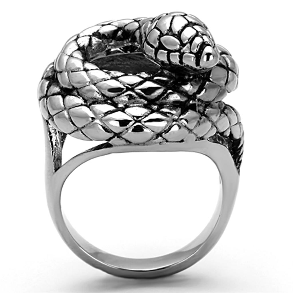 MATK1214 - High polished (no plating) Stainless Steel Ring with Epoxy  in Jet
