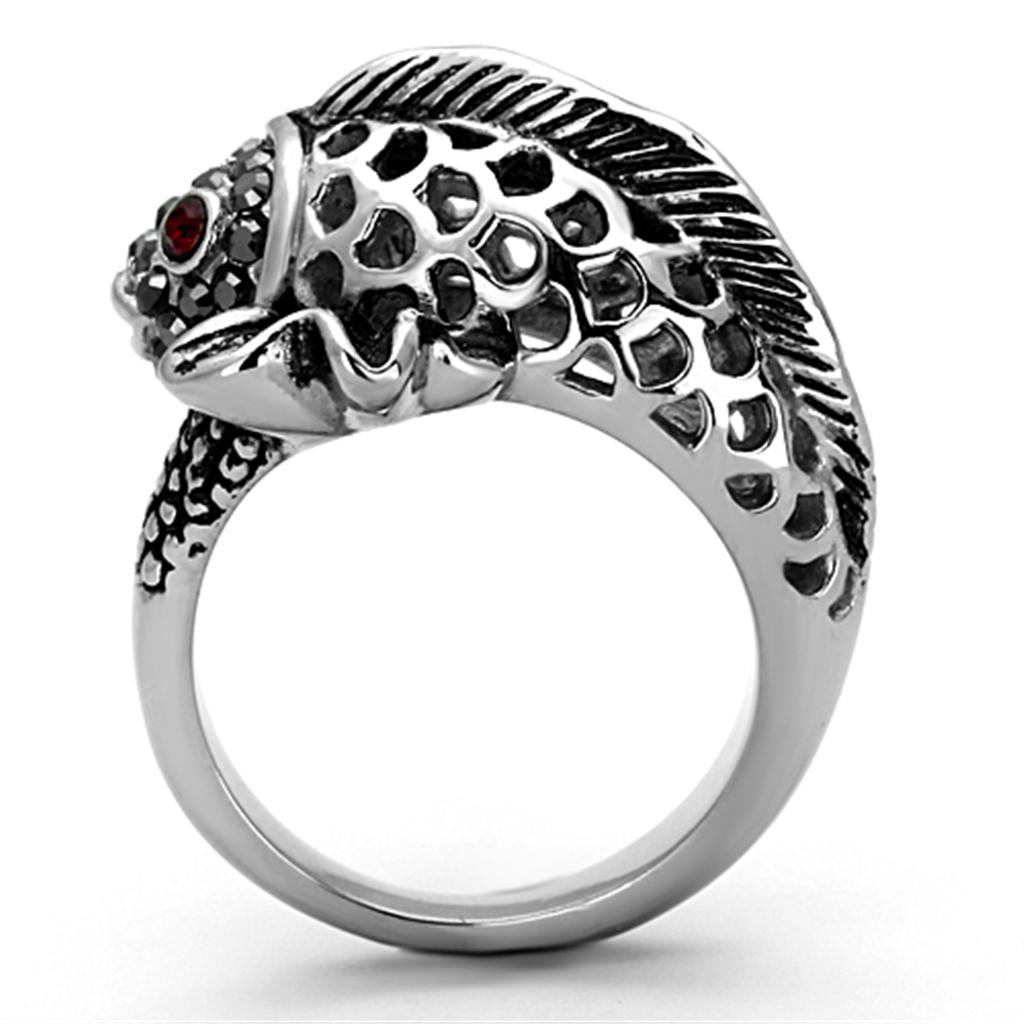 MATK1215 - High polished (no plating) Stainless Steel Ring with Top Grade Crystal  in Siam