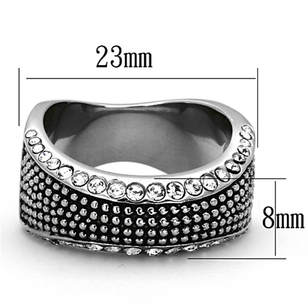 MATK1216 - High polished (no plating) Stainless Steel Ring with Top Grade Crystal  in Clear
