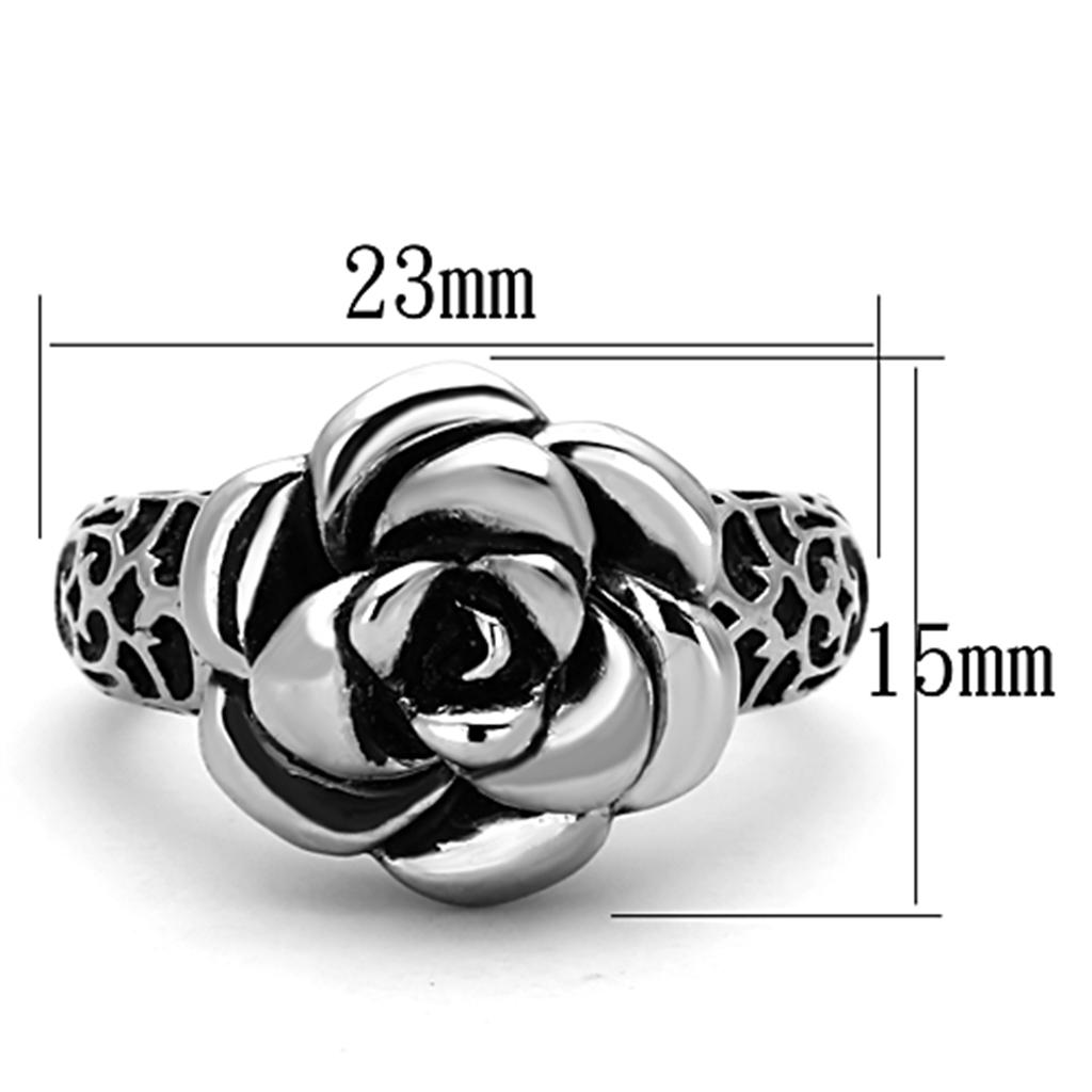 MATK1217 - High polished (no plating) Stainless Steel Ring with Epoxy  in Jet