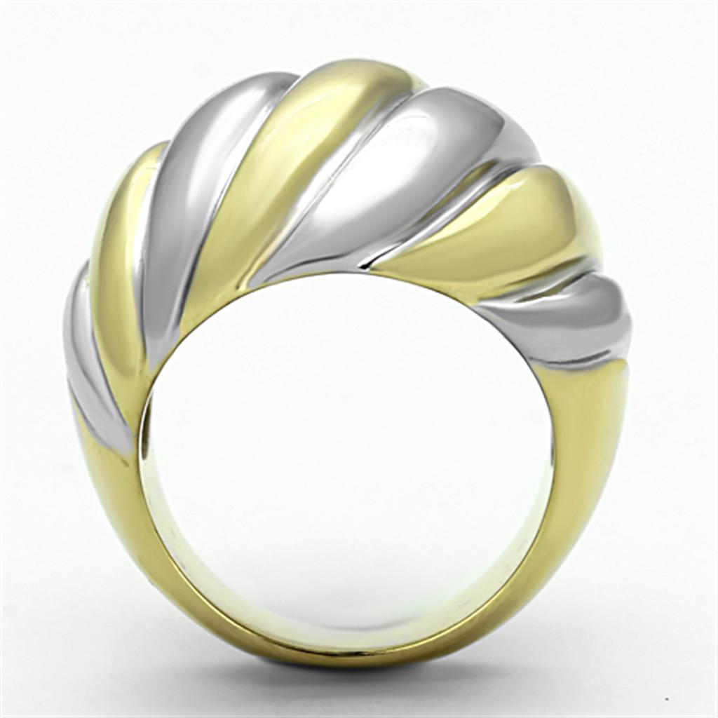 MATK1219 - Two-Tone IP Gold (Ion Plating) Stainless Steel Ring with No Stone