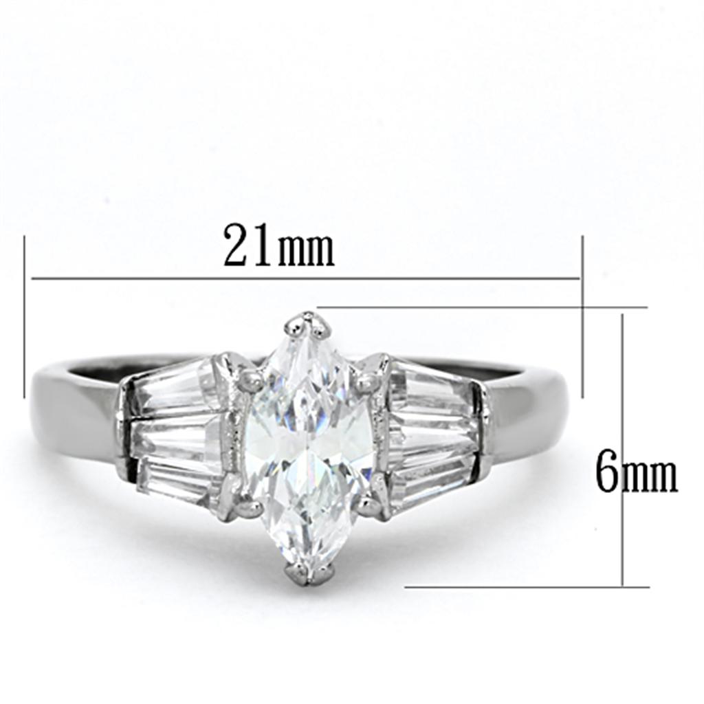 MATK1220 - High polished (no plating) Stainless Steel Ring with AAA Grade CZ  in Clear