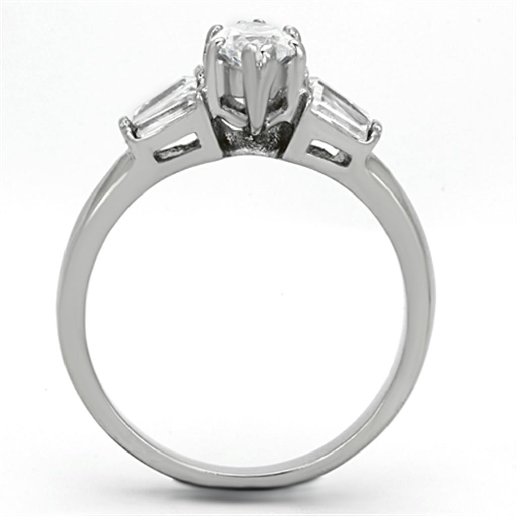 MATK1220 - High polished (no plating) Stainless Steel Ring with AAA Grade CZ  in Clear