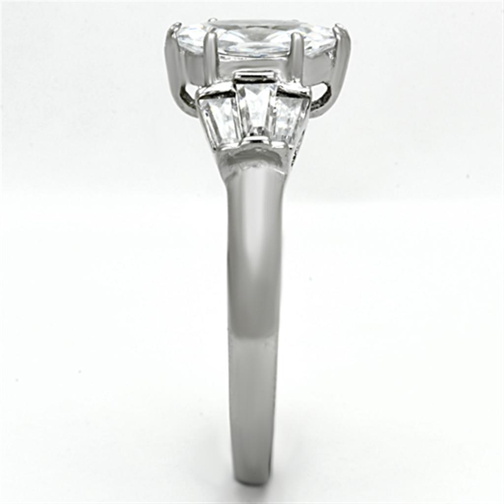 MATK1220 - High polished (no plating) Stainless Steel Ring with AAA Grade CZ  in Clear