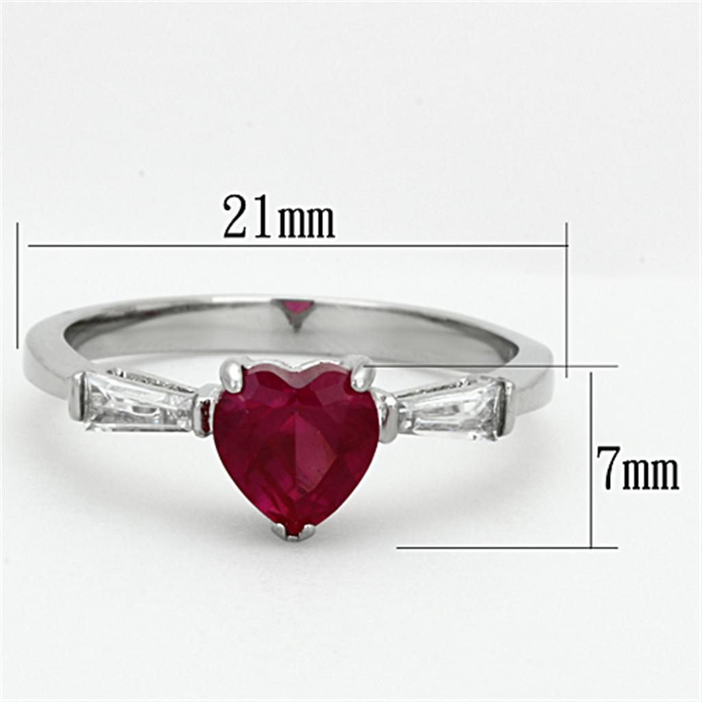 MATK1221 - High polished (no plating) Stainless Steel Ring with AAA Grade CZ  in Ruby