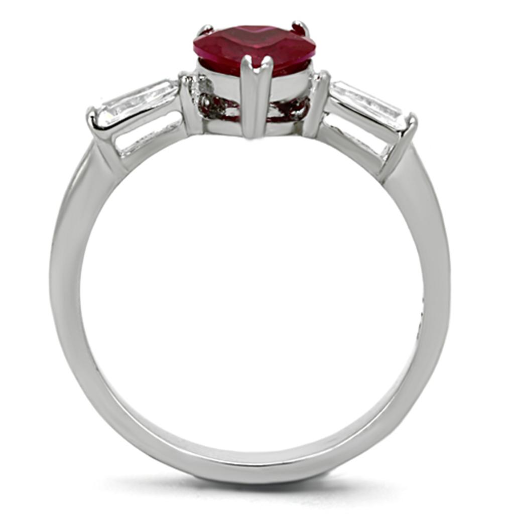 MATK1221 - High polished (no plating) Stainless Steel Ring with AAA Grade CZ  in Ruby