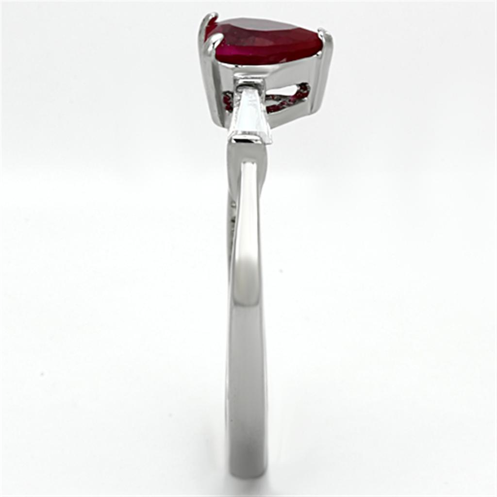 MATK1221 - High polished (no plating) Stainless Steel Ring with AAA Grade CZ  in Ruby