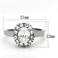 MATK1223 - High polished (no plating) Stainless Steel Ring with AAA Grade CZ  in Clear