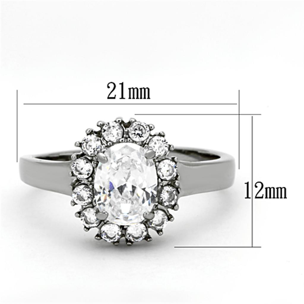 MATK1223 - High polished (no plating) Stainless Steel Ring with AAA Grade CZ  in Clear