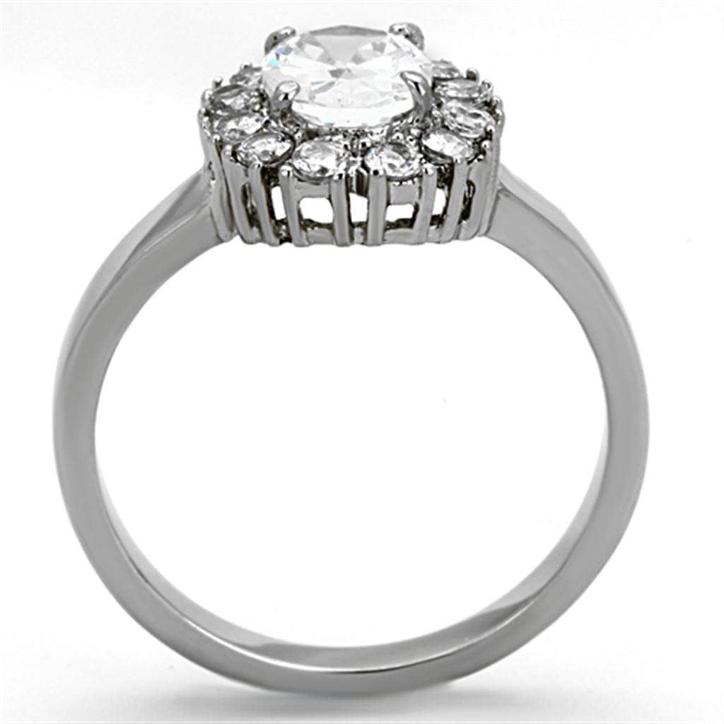 MATK1223 - High polished (no plating) Stainless Steel Ring with AAA Grade CZ  in Clear