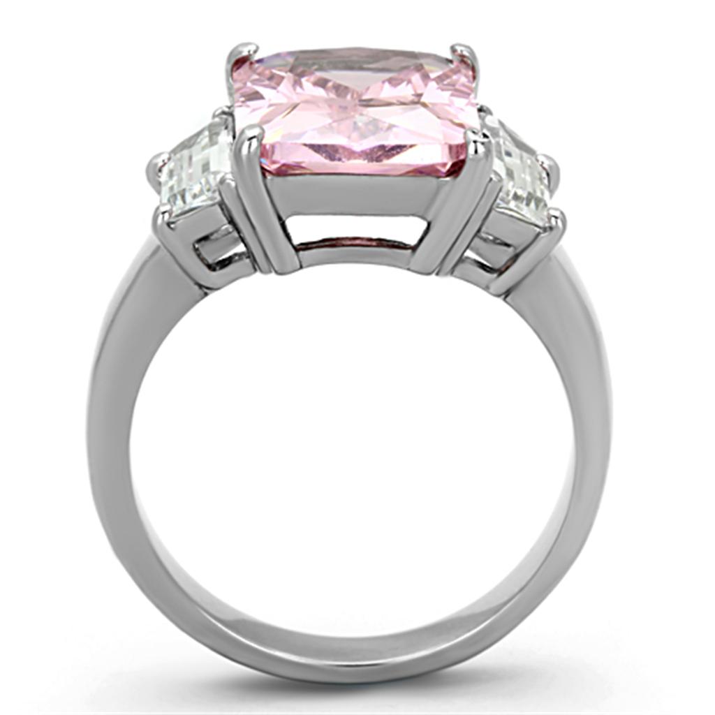 MATK1224 - High polished (no plating) Stainless Steel Ring with AAA Grade CZ  in Rose