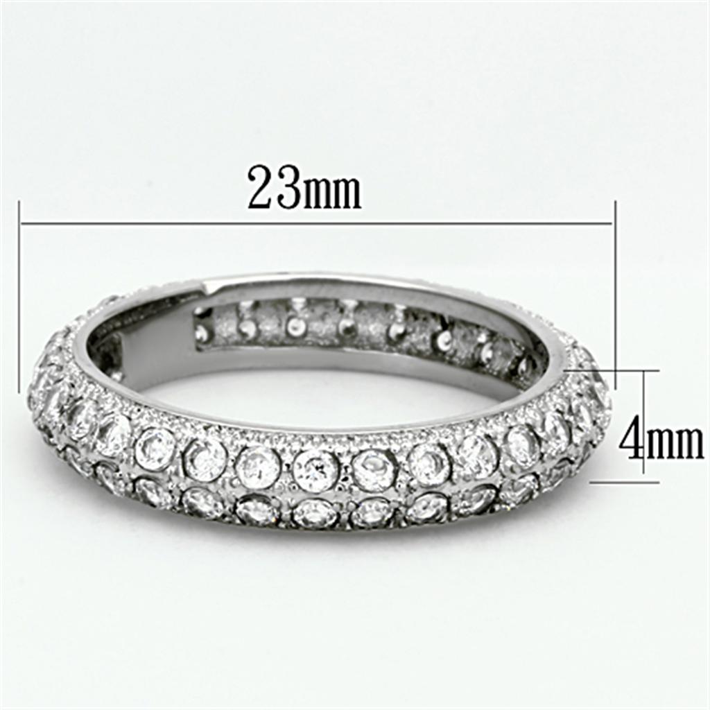 MATK1225 - High polished (no plating) Stainless Steel Ring with AAA Grade CZ  in Clear