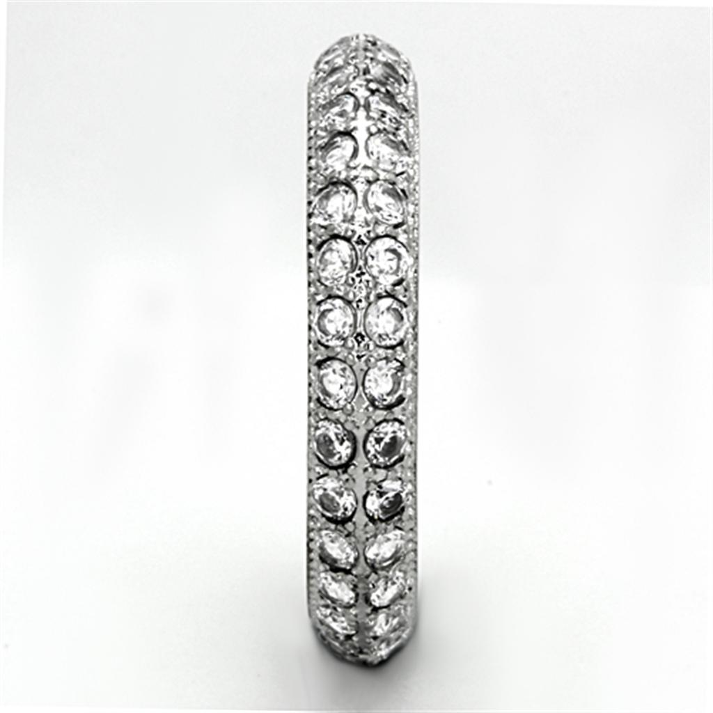 MATK1225 - High polished (no plating) Stainless Steel Ring with AAA Grade CZ  in Clear