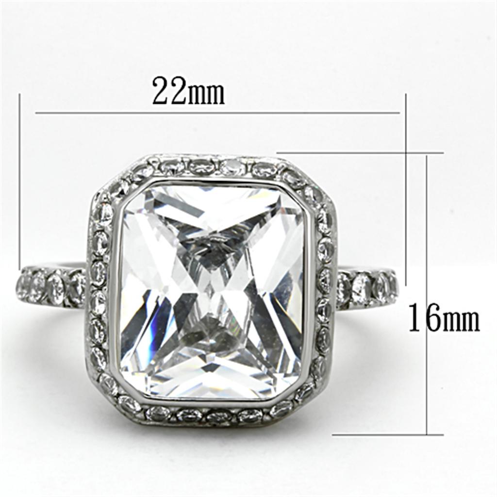 MATK1226 - High polished (no plating) Stainless Steel Ring with AAA Grade CZ  in Clear