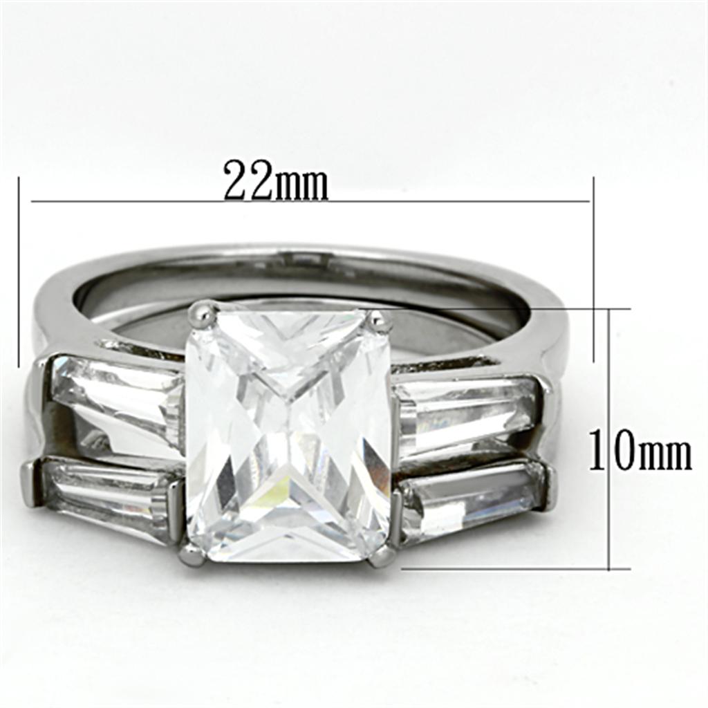 MATK1229 - High polished (no plating) Stainless Steel Ring with AAA Grade CZ  in Clear