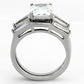 MATK1229 - High polished (no plating) Stainless Steel Ring with AAA Grade CZ  in Clear