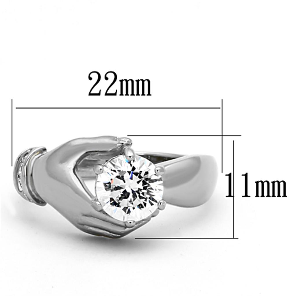 MATK1230 - High polished (no plating) Stainless Steel Ring with AAA Grade CZ  in Clear