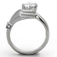 MATK1230 - High polished (no plating) Stainless Steel Ring with AAA Grade CZ  in Clear