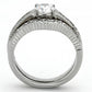 MATK1231 - High polished (no plating) Stainless Steel Ring with AAA Grade CZ  in Clear