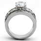 MATK1232 - High polished (no plating) Stainless Steel Ring with AAA Grade CZ  in Clear