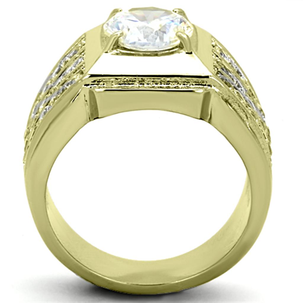 MATK1233G IP Gold(Ion Plating) Stainless Steel Ring with AAA Grade CZ in Clear