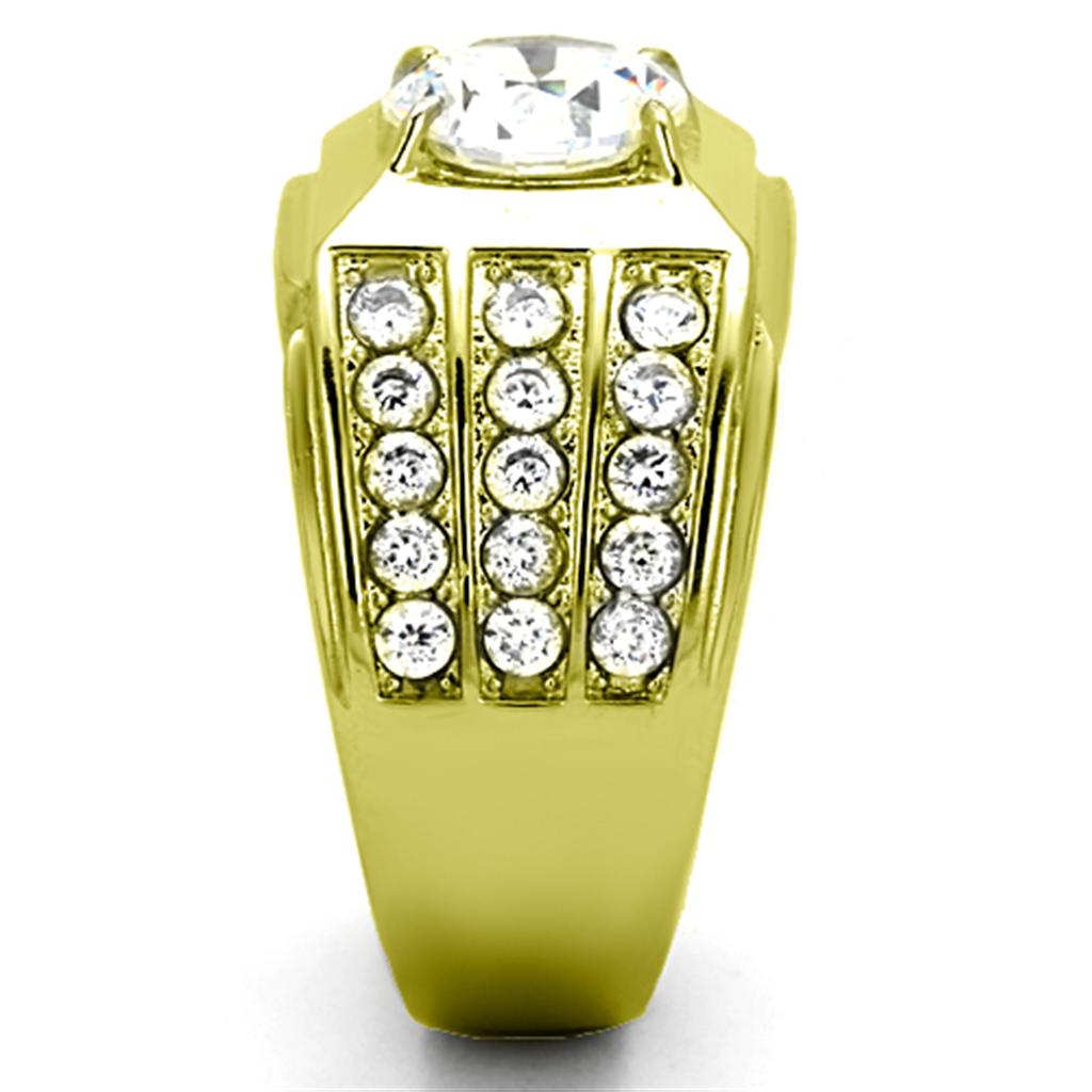 MATK1233G IP Gold(Ion Plating) Stainless Steel Ring with AAA Grade CZ in Clear