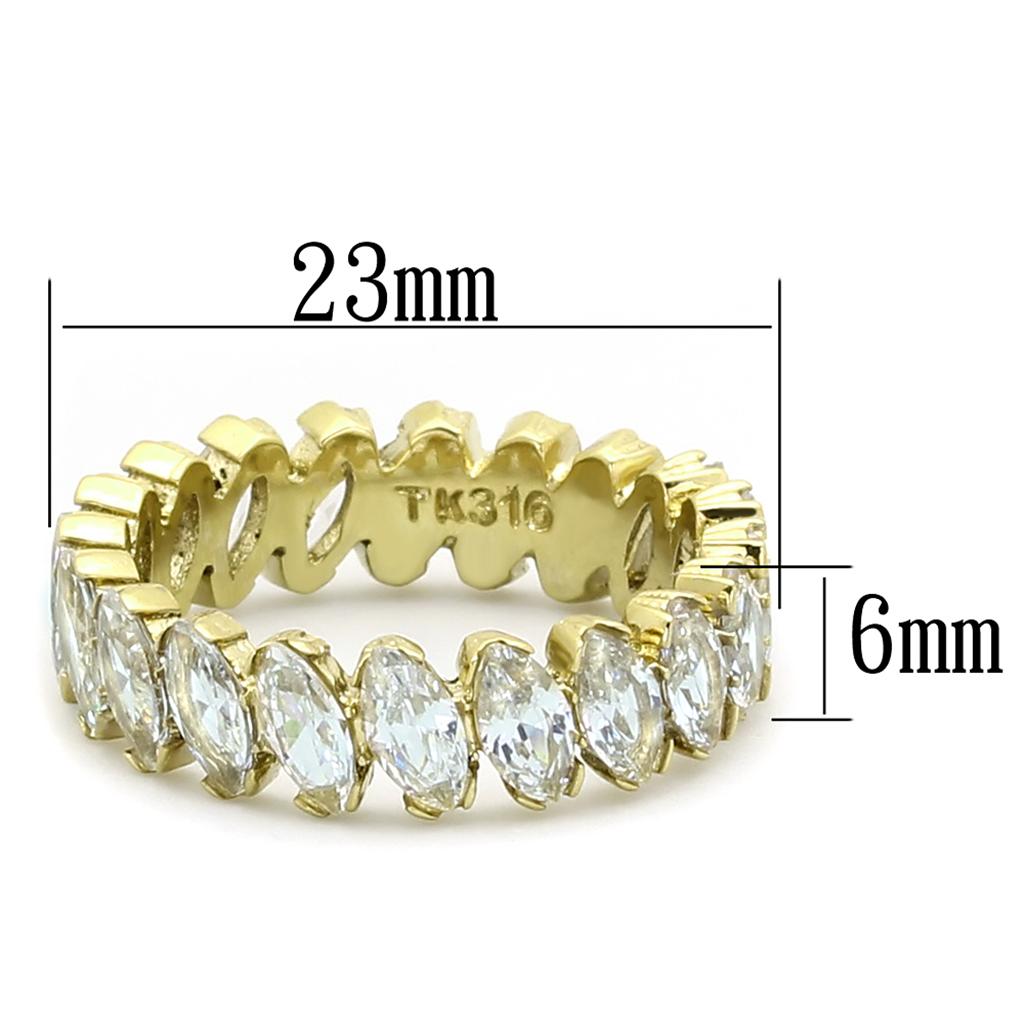 MATK1234 - IP Gold(Ion Plating) Stainless Steel Ring with AAA Grade CZ  in Clear