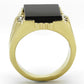 MATK1236 - IP Gold(Ion Plating) Stainless Steel Ring with Synthetic Onyx in Jet