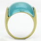 MATK1237 - IP Gold(Ion Plating) Stainless Steel Ring with Synthetic Cat Eye in Sea Blue