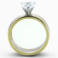 MATK1274 - Three Tone (IP Gold & IP Rose Gold & High Polished) Stainless Steel Ring with AAA Grade CZ  in Clear