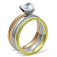 MATK1274 - Three Tone (IP Gold & IP Rose Gold & High Polished) Stainless Steel Ring with AAA Grade CZ  in Clear