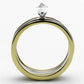 MATK1276 - Three Tone (IP Gold & IP Rose Gold & High Polished) Stainless Steel Ring with AAA Grade CZ  in Clear