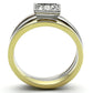 MATK1277 - Three Tone (IP Gold & IP Rose Gold & High Polished) Stainless Steel Ring with Top Grade Crystal  in Clear
