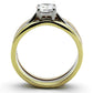 MATK1278 - Three Tone (IP Gold & IP Rose Gold & High Polished) Stainless Steel Ring with AAA Grade CZ  in Clear