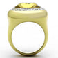 MATK1285 - Two-Tone IP Gold (Ion Plating) Stainless Steel Ring with Synthetic Synthetic Glass in Topaz