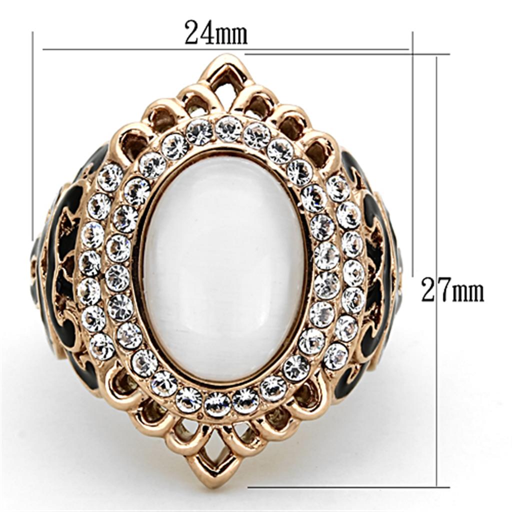 MATK1286 - IP Rose Gold(Ion Plating) Stainless Steel Ring with Synthetic Cat Eye in White