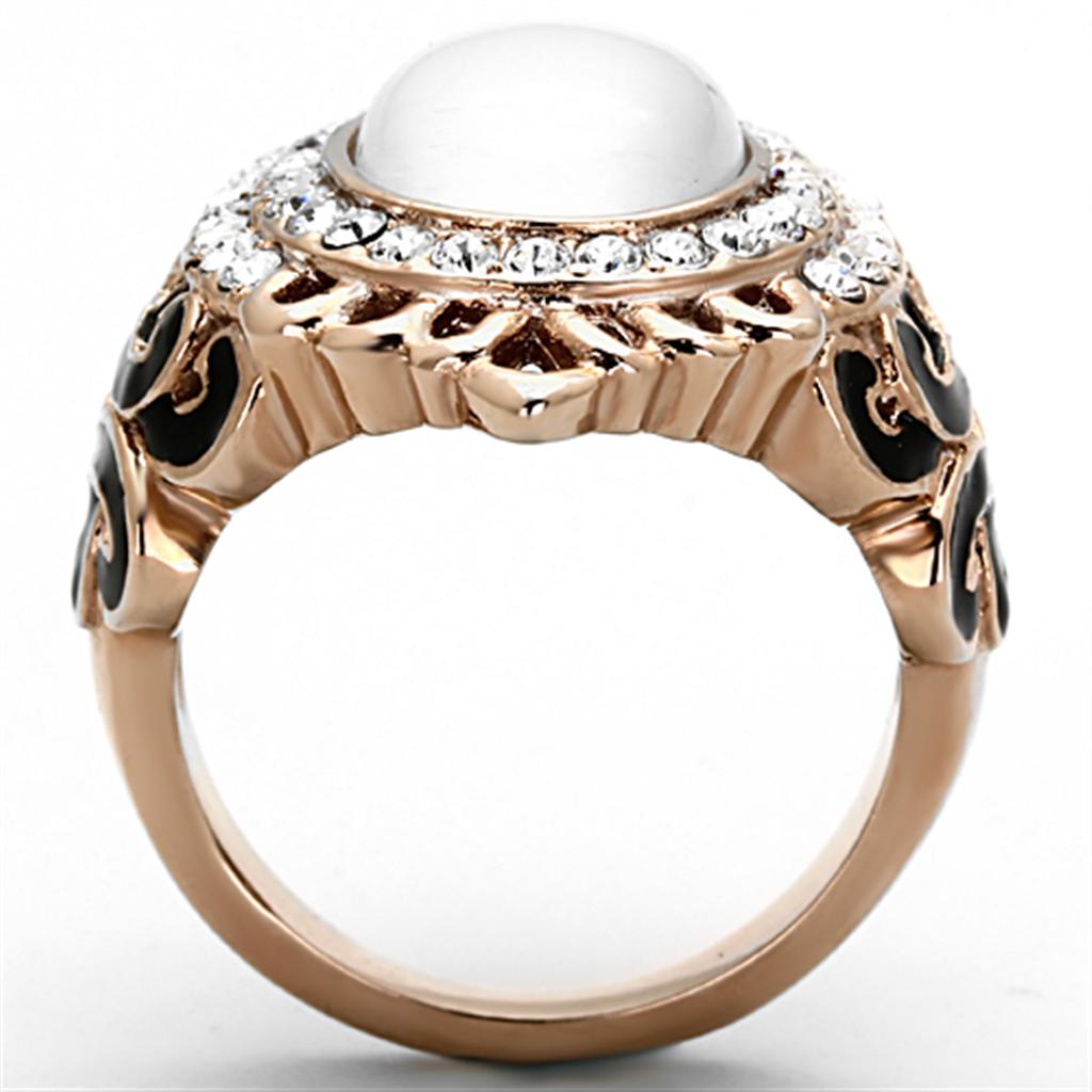 MATK1286 - IP Rose Gold(Ion Plating) Stainless Steel Ring with Synthetic Cat Eye in White
