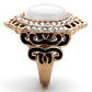 MATK1286 - IP Rose Gold(Ion Plating) Stainless Steel Ring with Synthetic Cat Eye in White