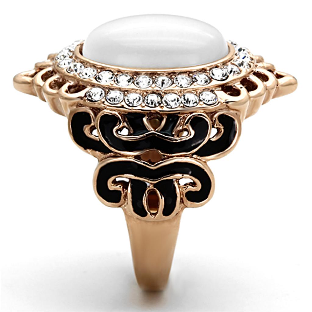 MATK1286 - IP Rose Gold(Ion Plating) Stainless Steel Ring with Synthetic Cat Eye in White