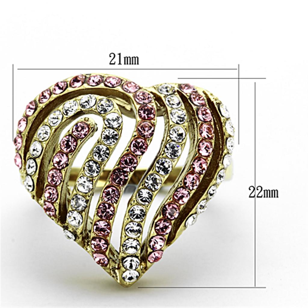 MATK1287 - IP Gold(Ion Plating) Stainless Steel Ring with Top Grade Crystal  in Light Rose