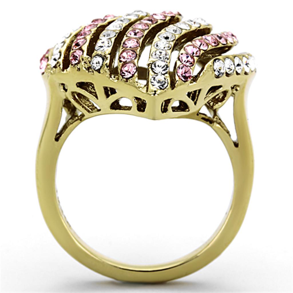 MATK1287 - IP Gold(Ion Plating) Stainless Steel Ring with Top Grade Crystal  in Light Rose