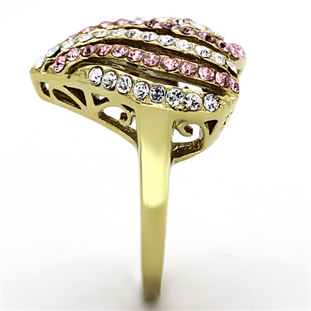 MATK1287 - IP Gold(Ion Plating) Stainless Steel Ring with Top Grade Crystal  in Light Rose