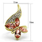 MATK1288 - IP Gold(Ion Plating) Stainless Steel Ring with Top Grade Crystal  in Light Peach
