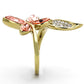 MATK1288 - IP Gold(Ion Plating) Stainless Steel Ring with Top Grade Crystal  in Light Peach